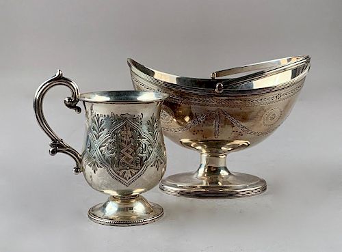English Silver Sweetmeat Bowl and Footed Cup