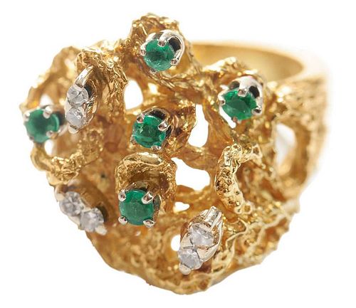 Diamond and Emerald Fashion Ring