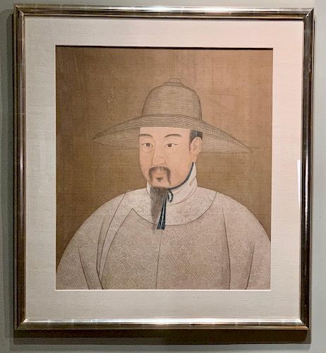 Chinese Painting on Silk, Portrait of a Man