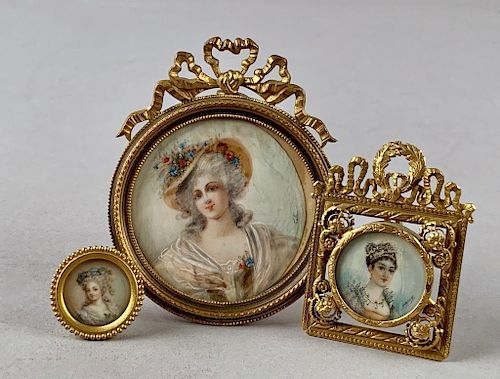 Three Brass Framed Miniature Paintings