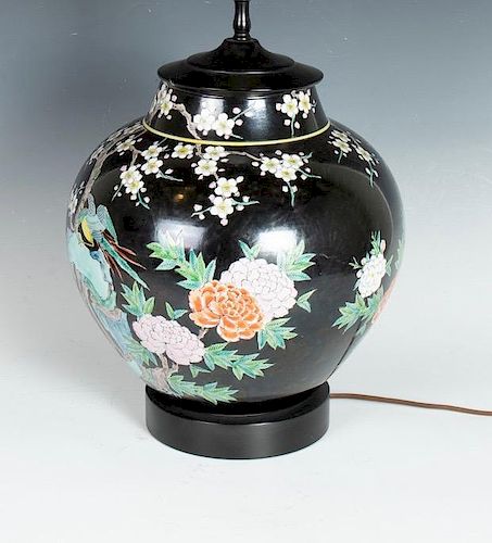 Chinese Famille Noire Porcelain Table Lamp