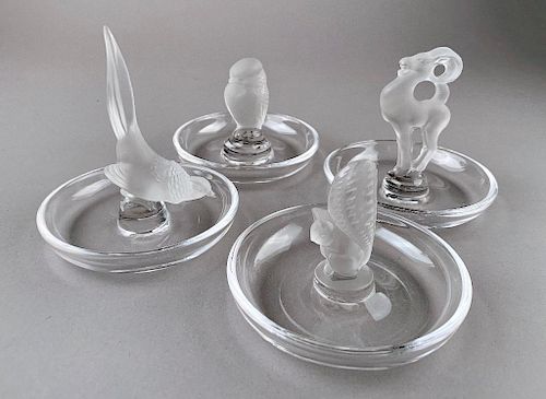 Four Lalique Cristal Ring Trays