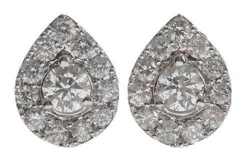 Pair Diamond Cluster Earrings