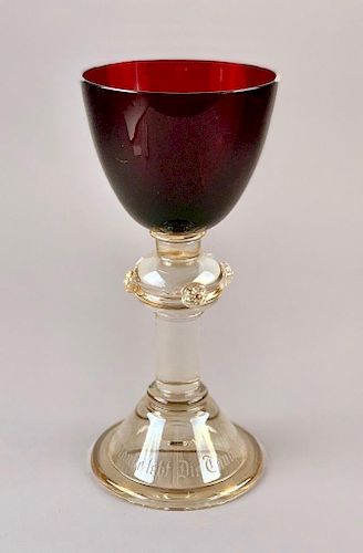 German Blown Glass Chalice, 19thc.