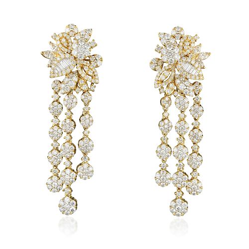 A Pair of Diamond Chandelier Earrings