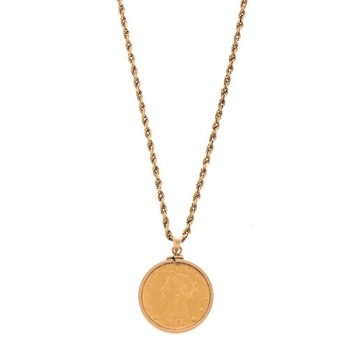 A $10 Gold Coin Pendant and 14K Chain
