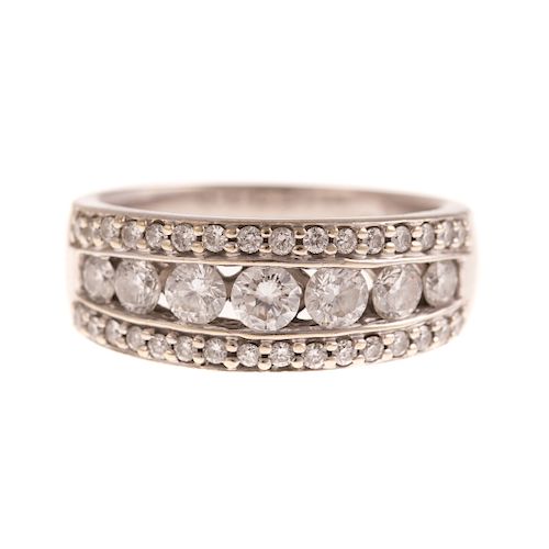 A Ladies Wide Diamond Band in 14K White Gold