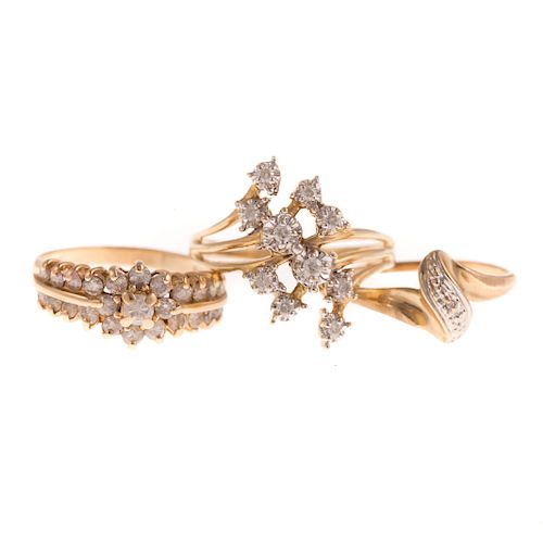 A Trio of Ladies Diamond rings in Gold