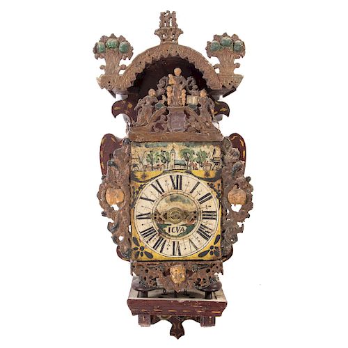 Continental Painted Wood/Lead Lantern Clock