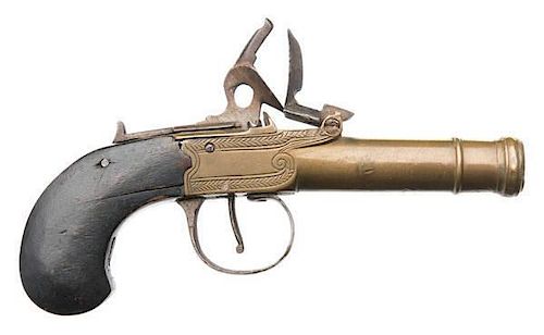 Brass Cannon-Barrel Flintlock Pocket Pistol 