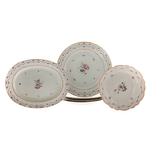 Six Pieces Chinese Export Famille Rose Porcelain