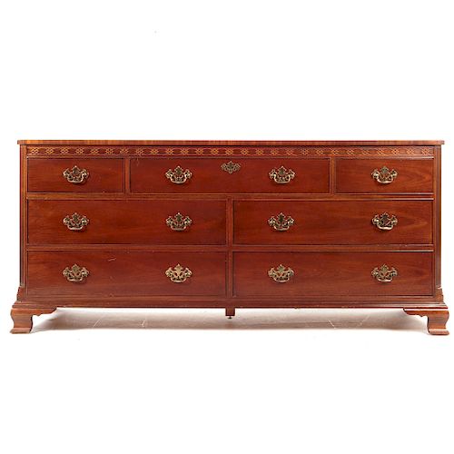 Baker Chippendale Style Mahogany Double Dresser