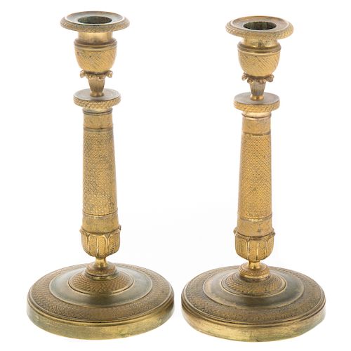 Pair French Empire Brass Candlesticks