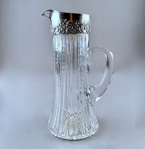 Cut Glass Pitcher with Mauser Sterling Top