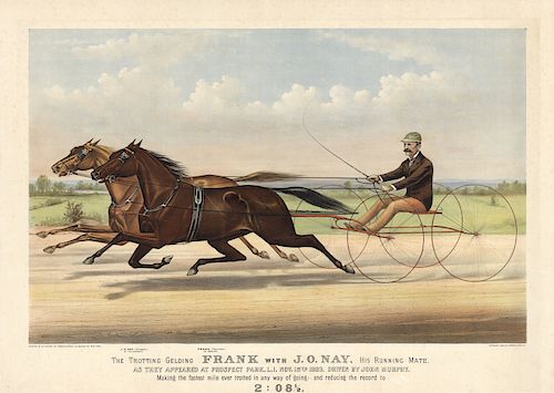 Trotting Gelding Frank with J. O. Nay - Currier & Ives large folio