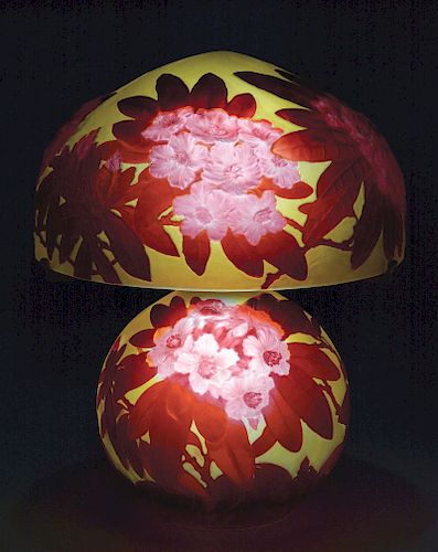 Galle Mold Blown Rhododendron Lamp.