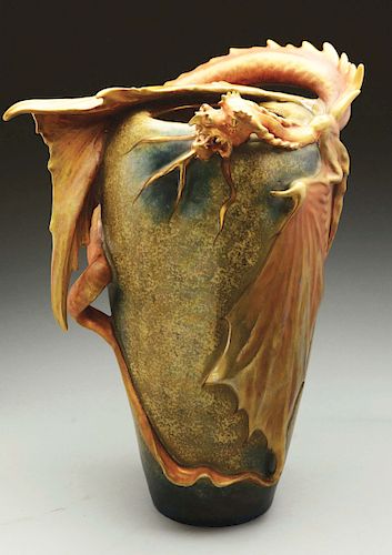Amphora Ceramic Monumental Dragon Vase.