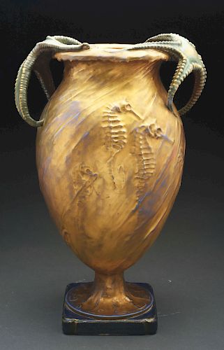 Stellmacher Seahorse Vase with Starfish Handles.  