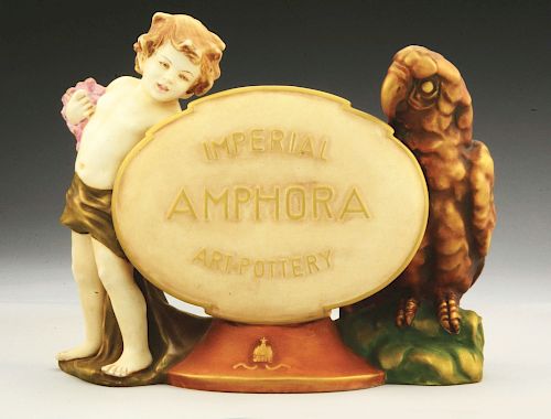 Extremely Rare Ceramic Amphora Art Pottery Showroom Display Sign.