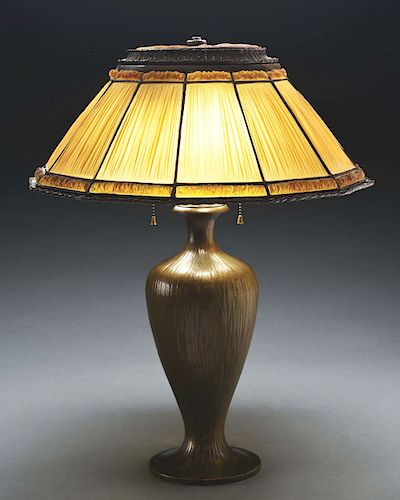 Tiffany Studios Linenfold Table Lamp.