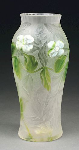 Tiffany Padded and Carved Cameo Vase.