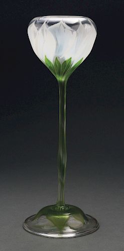Tiffany Favrile Wheel-Carved Flowerform Vase.