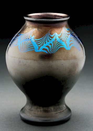Tiffany Favrile Black Decorated Vase.