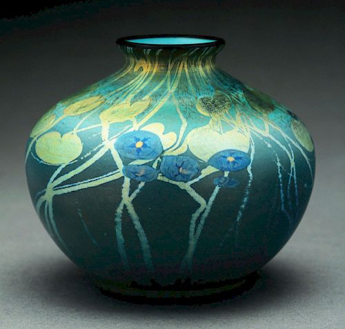 Tiffany Blue Millifori Low Vase.