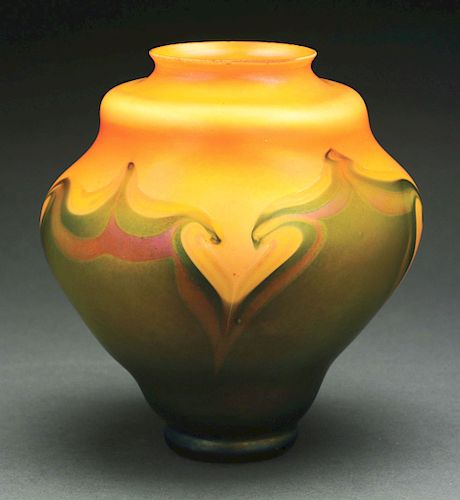 Tiffany Favrile Hooked Feather Vase.