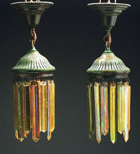 Pair of Tiffany Studios Prism Hall Lamps.