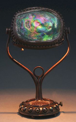 Jeweled Tiffany Turtleback Desk Lamp.