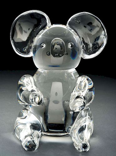 Steuben Great Koala Bear Glass Sculpture.