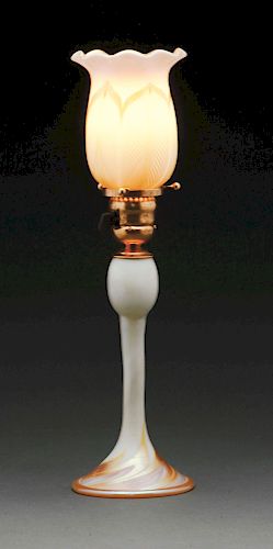 Tiffany and Steuben Art Glass Lamp. 