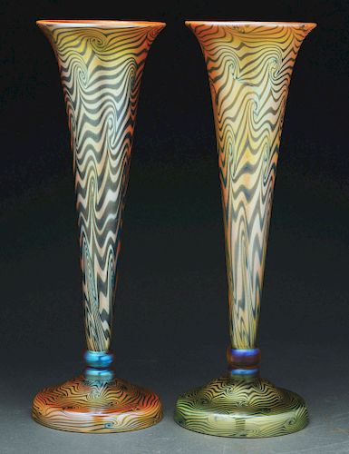 Two Durand King Tut Trumpet Vases.