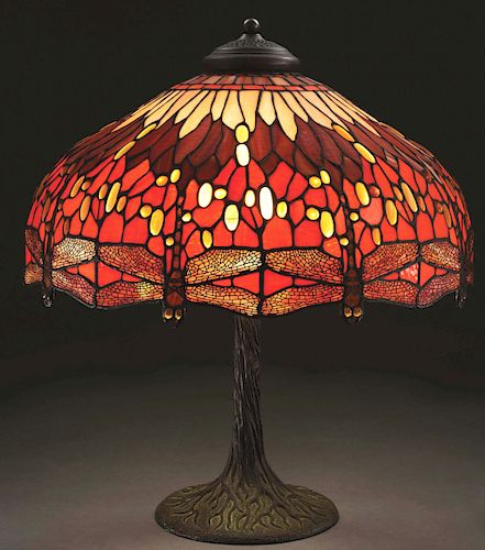 American Leaded Glass Dragonfly Table Lamp.