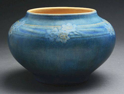 Henrietta Bailey, Newcomb College Pottery Floral Squat Vase. 