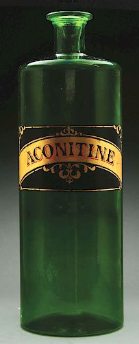 Monumental Emerald Green Glass Apothecary Bottle.
