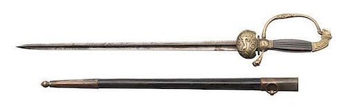 French 19th Century Hunting Sword and scabbard. 