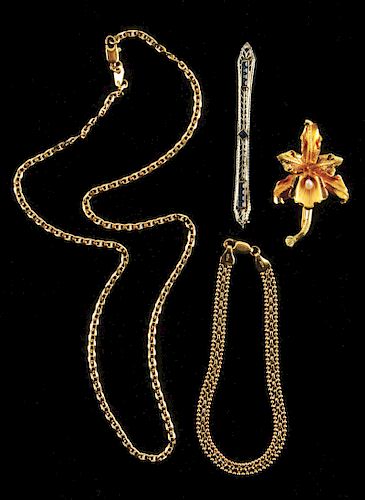 Lot of 4: Pieces 18k Yellow Gold Jewelry. 