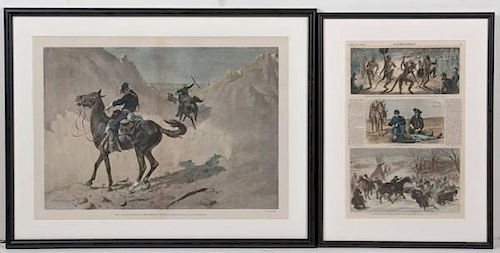 Cavalry Themed Archive of Framed Indian Wars Prints 