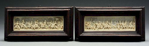 Lot of 2: Framed Carved Ivory Scenes.