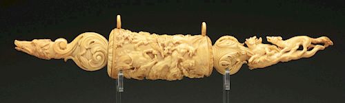 Carved European Ivory Hunting Scene.