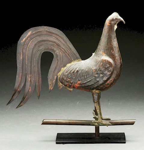 Fine Folk Art Cockerel or Peafowl Copper Weather Vane. 