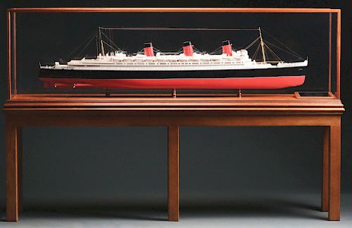 Ship Model of RMS Queen Mary by Bassett-Lowke, Model Builders.