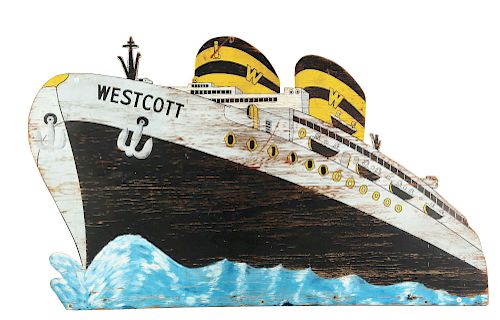 Paint Decorated Sign of the Ocean Liner "Wescott".