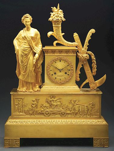 Impressive French Bronze Gold D'ore Time & Strike Clock.