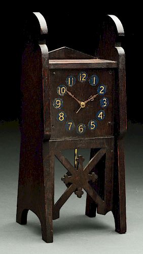 Miniature Wooden Arts & Crafts Table Clock. 