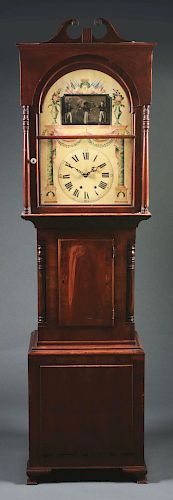 Fine Musical Automaton Tall Case Clock with Patriotic Theme.