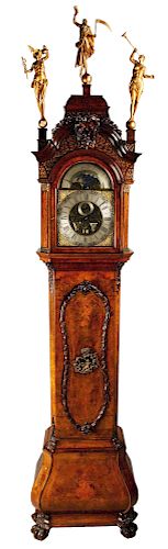 18th Century Dutch Walnut Longcase Musical Striking Clock.