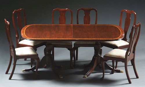 Very Fine Henkel-Harris Inlaid Mahogany Dining Room Set.